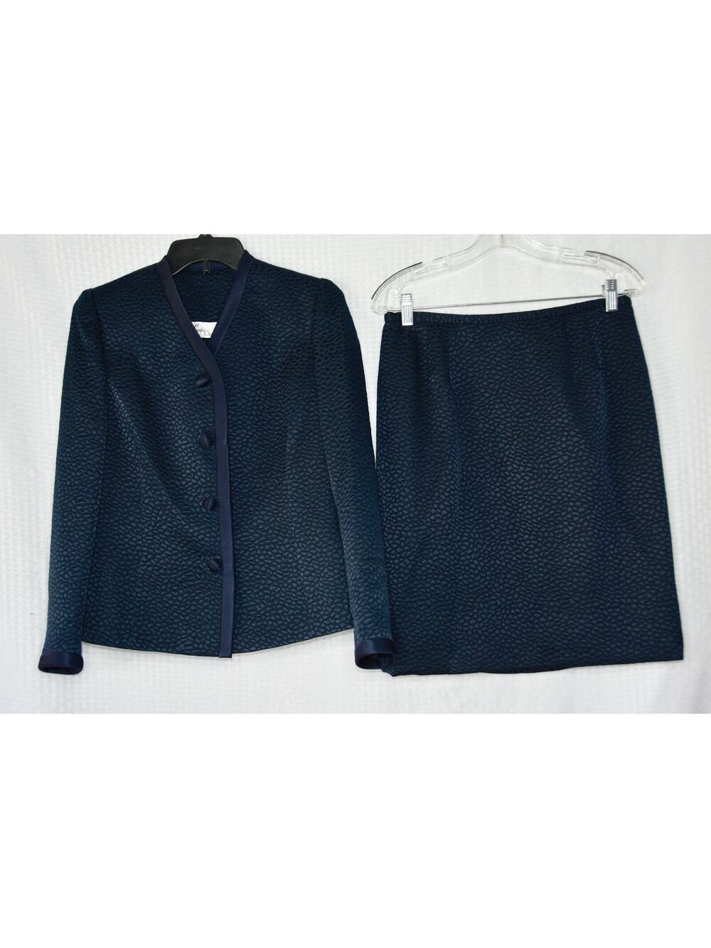 Lourdes Chavez Haute Couture Wool & Silk Jacket Skirt Suit Size 6